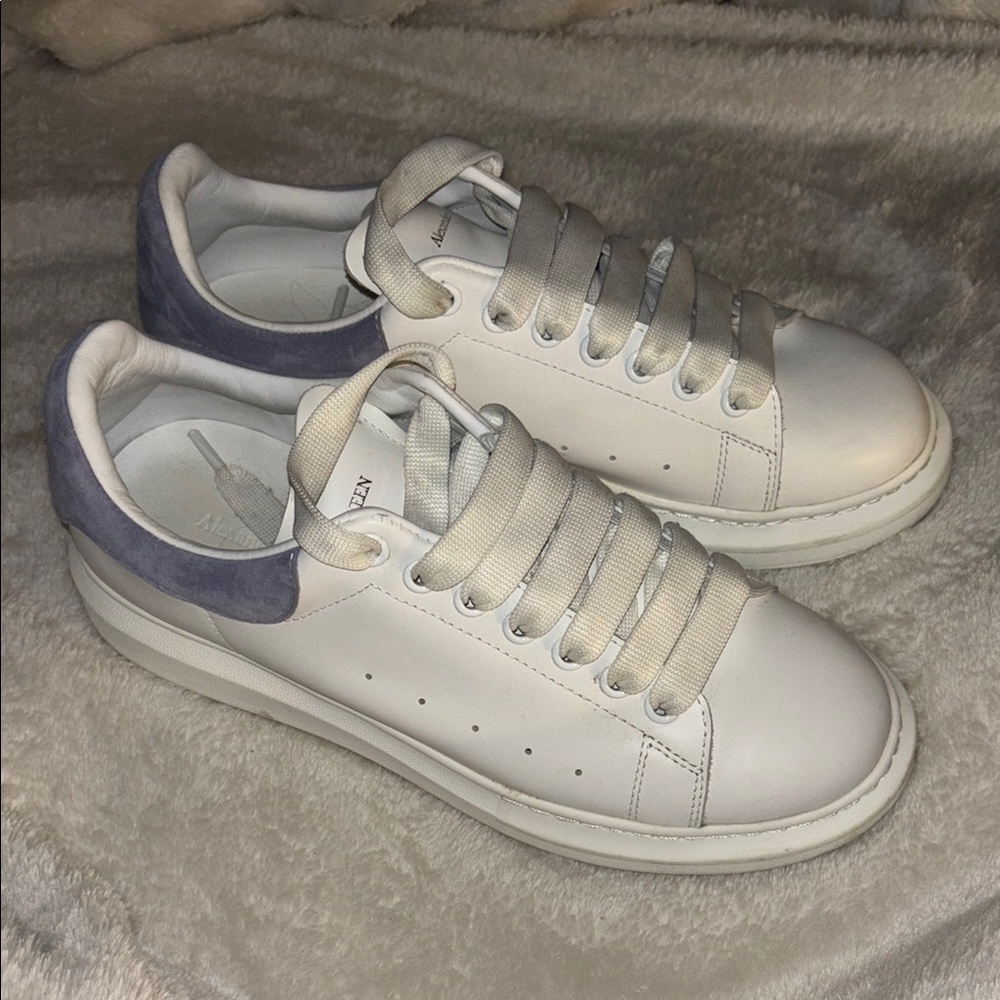 Alexander McQueen White and Lavender Sneakers